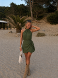 Macey Wrapped Playsuit - Army Green