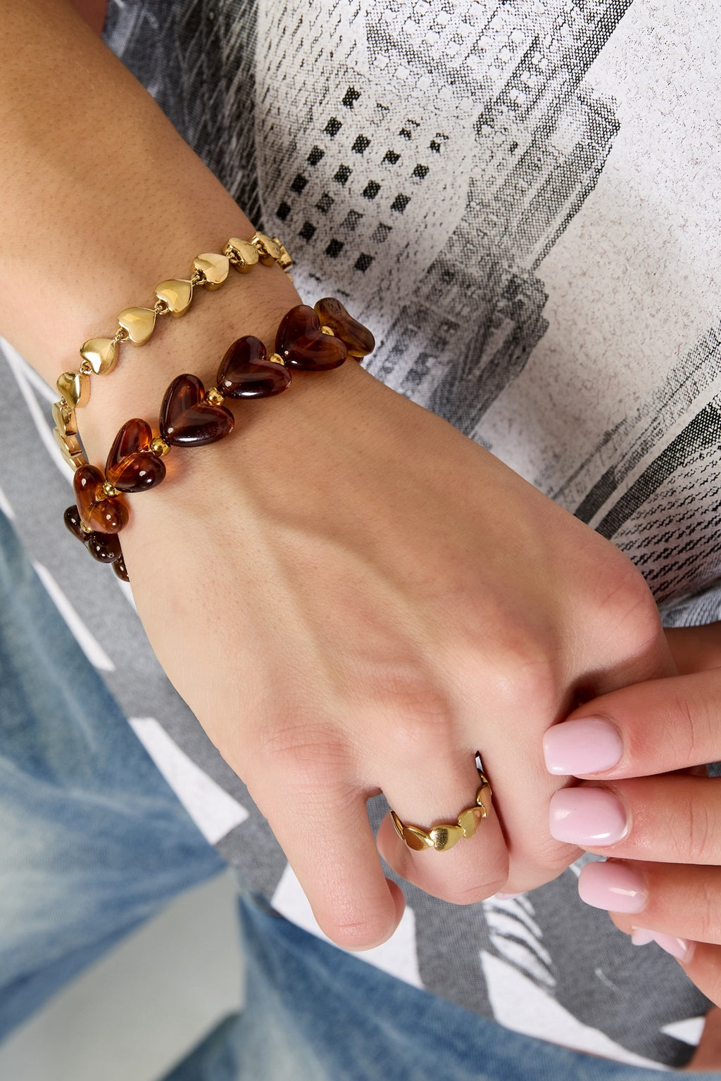 Beaded Heart Bracelet - Off-White