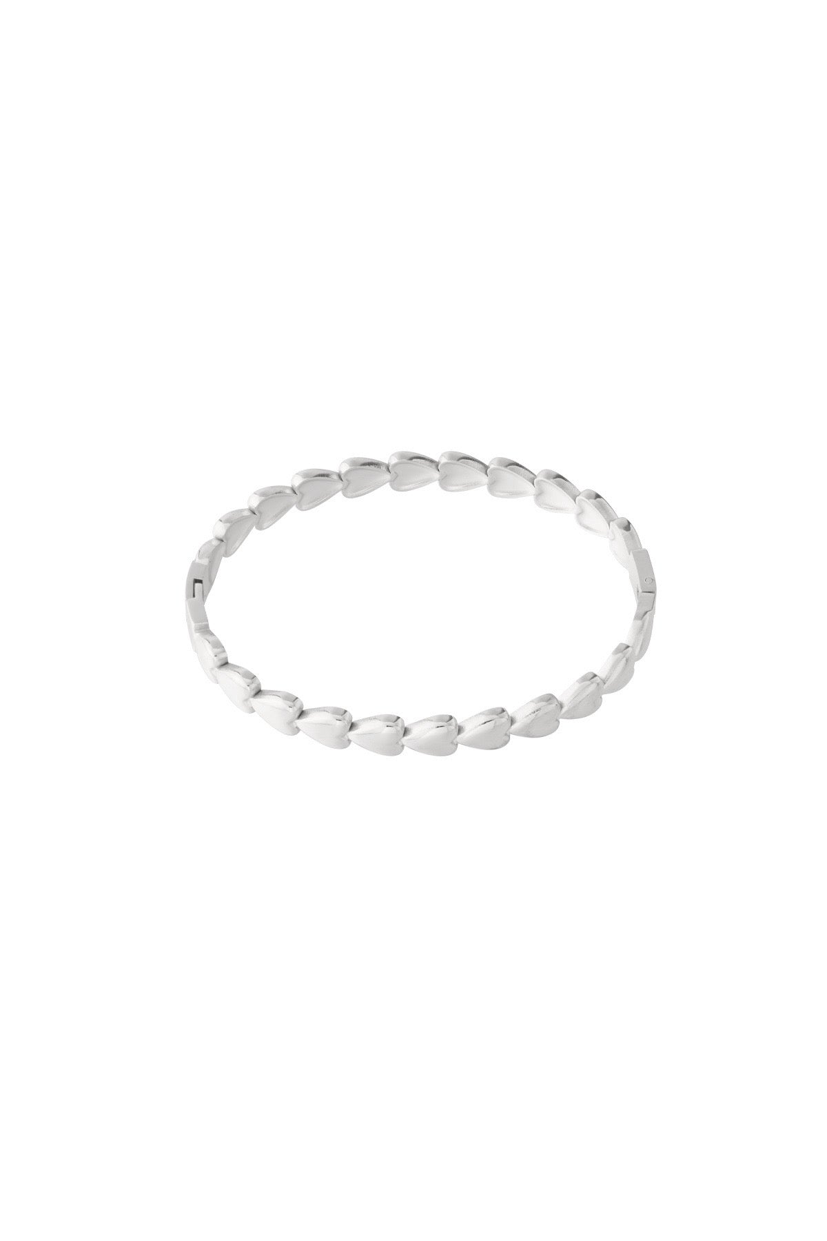 Bangle armband met hartjes in het zilver