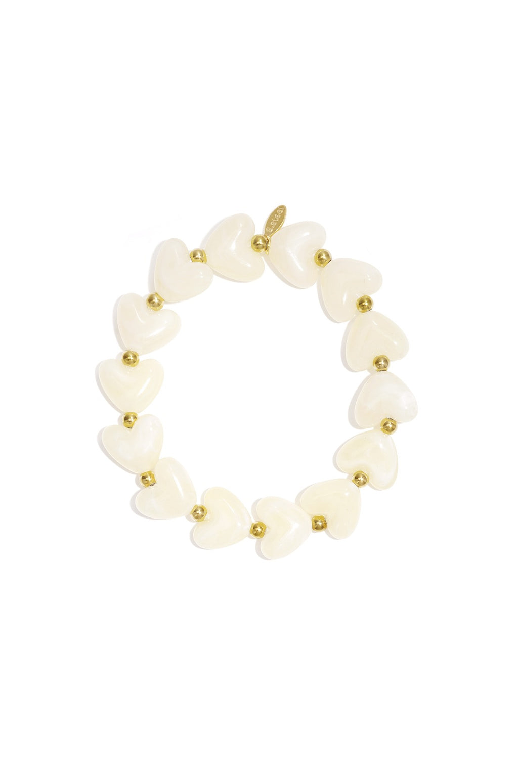 Kralenarmband met hartjes in het wit