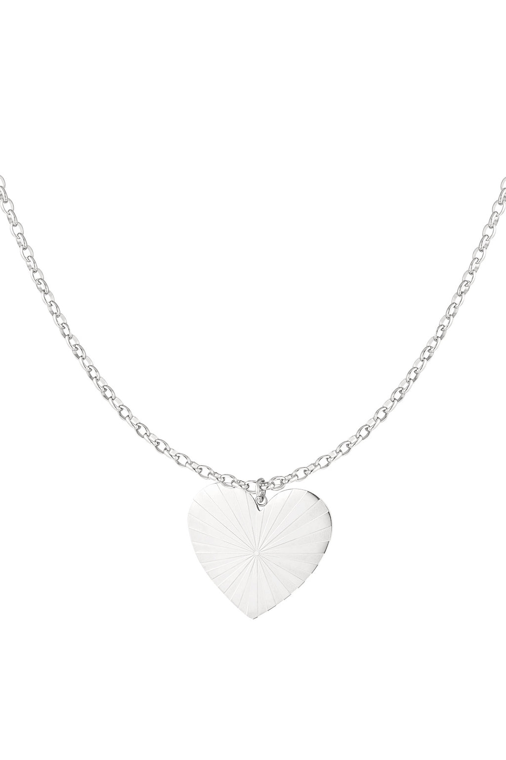 Lange ketting met hart in het zilver
