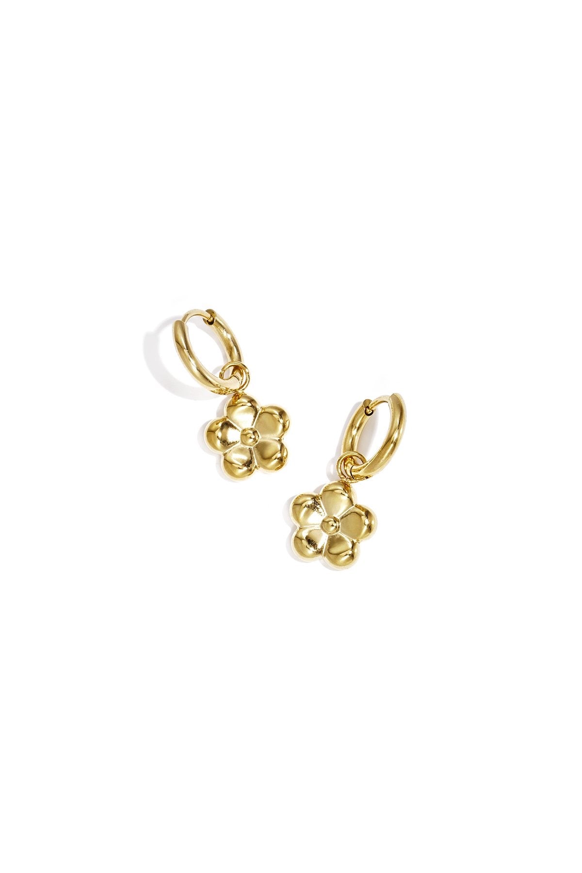 Minimalistische bloemen oorbellen in het goud