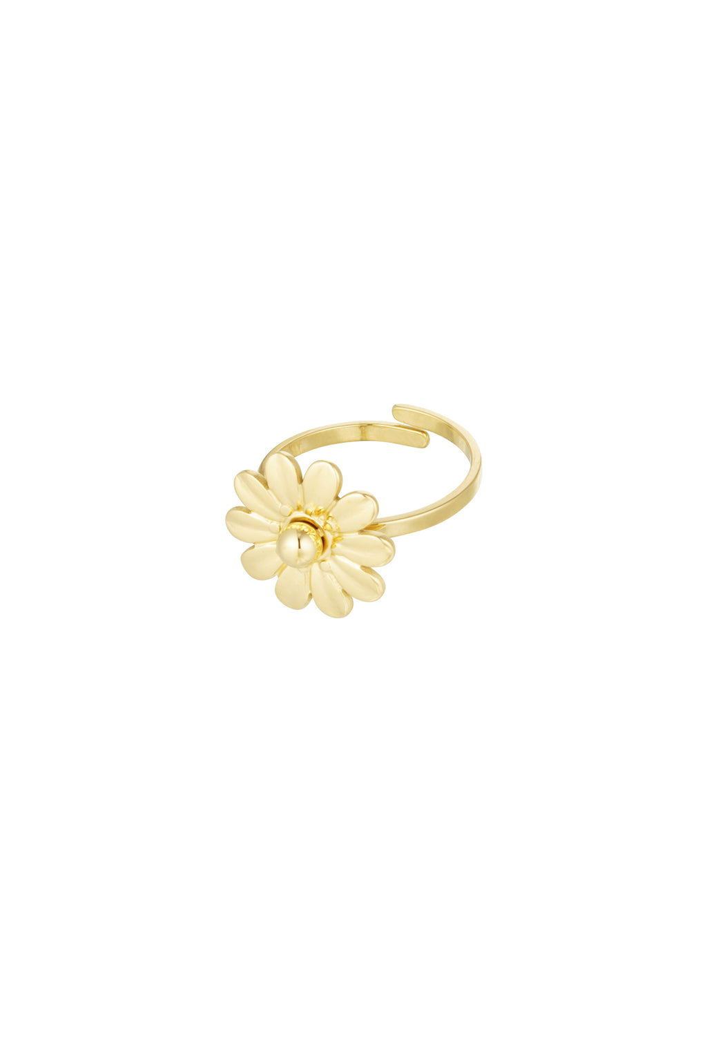 Bloemen ring statement goudkleurig verstelbaar