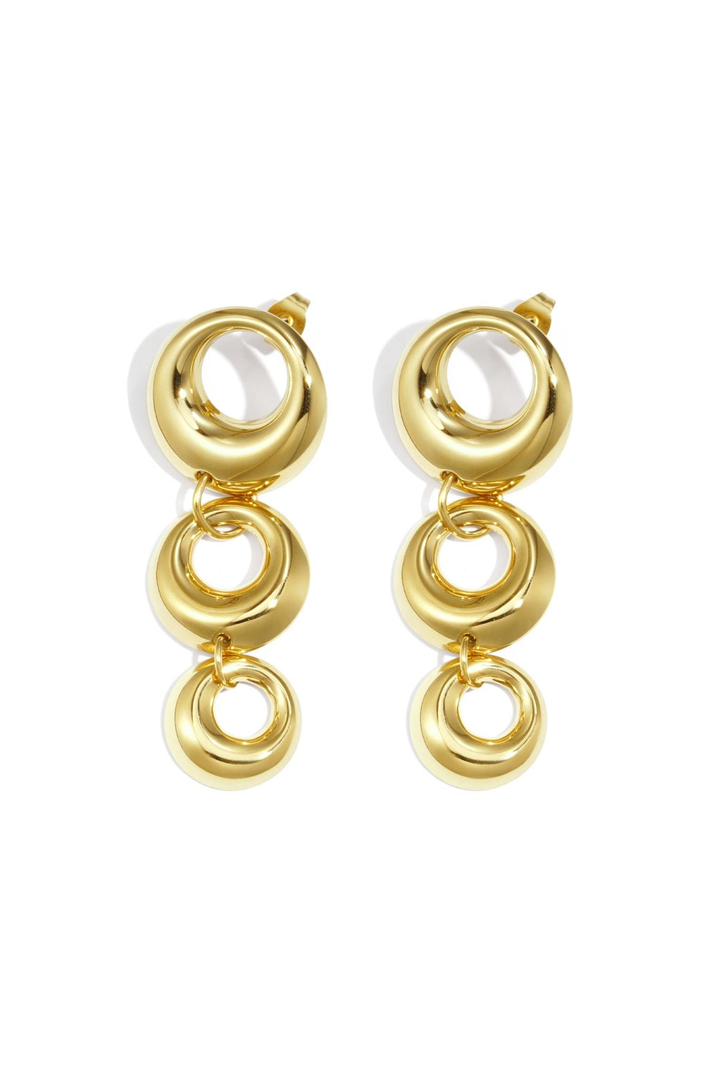 Gouden oorbellen met drie ovalen