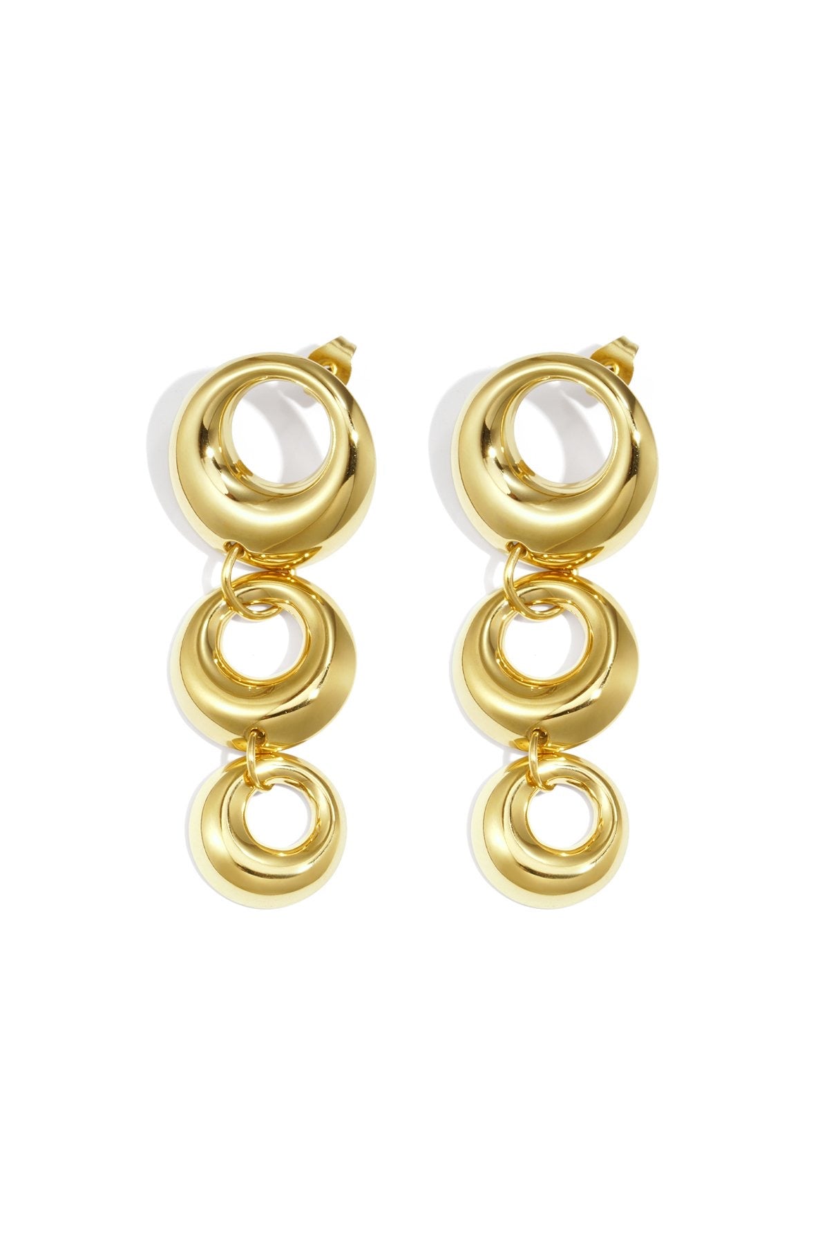 Gouden oorbellen met drie ovalen