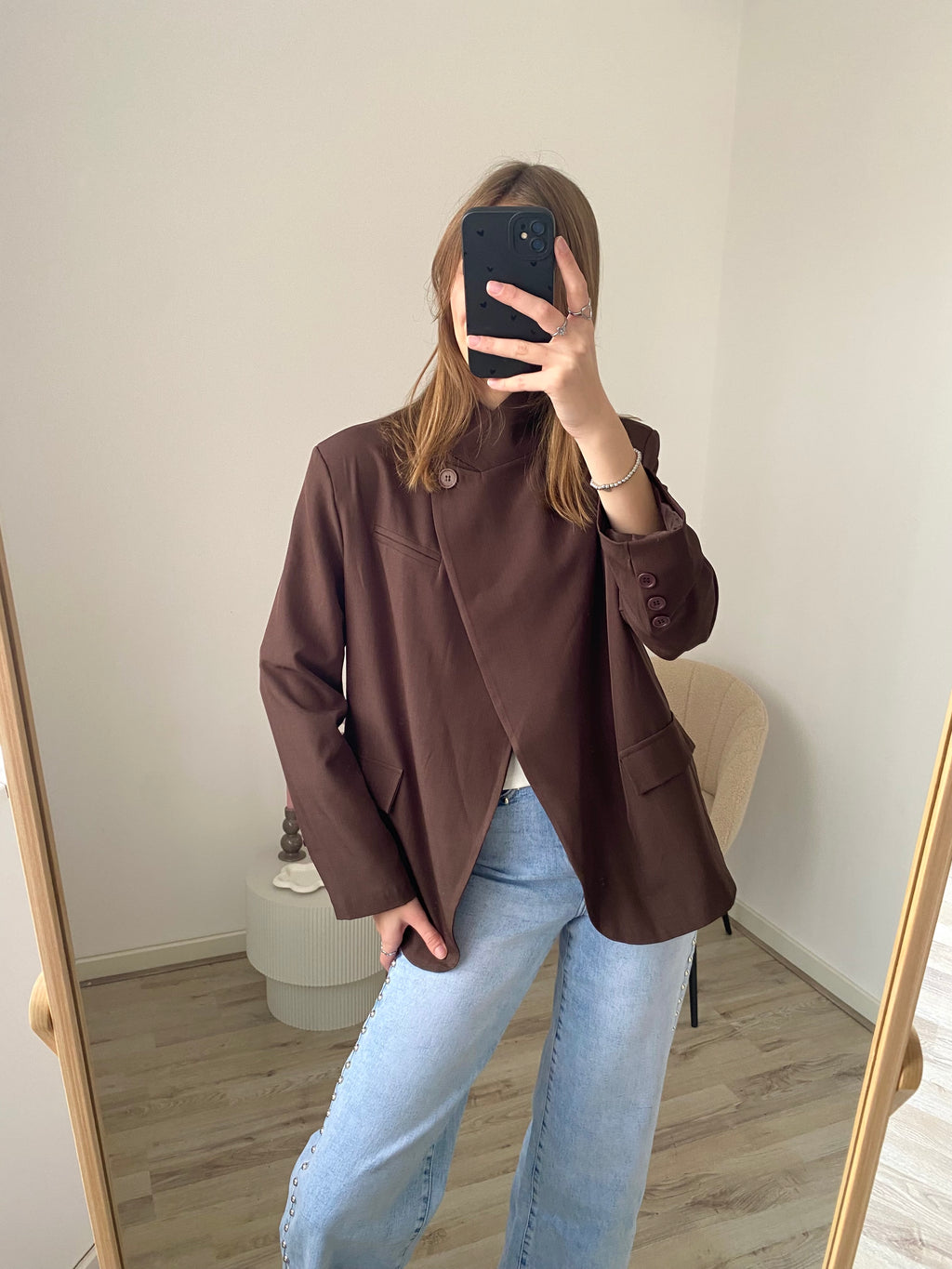 Oversized blazer met split in bruine kleur