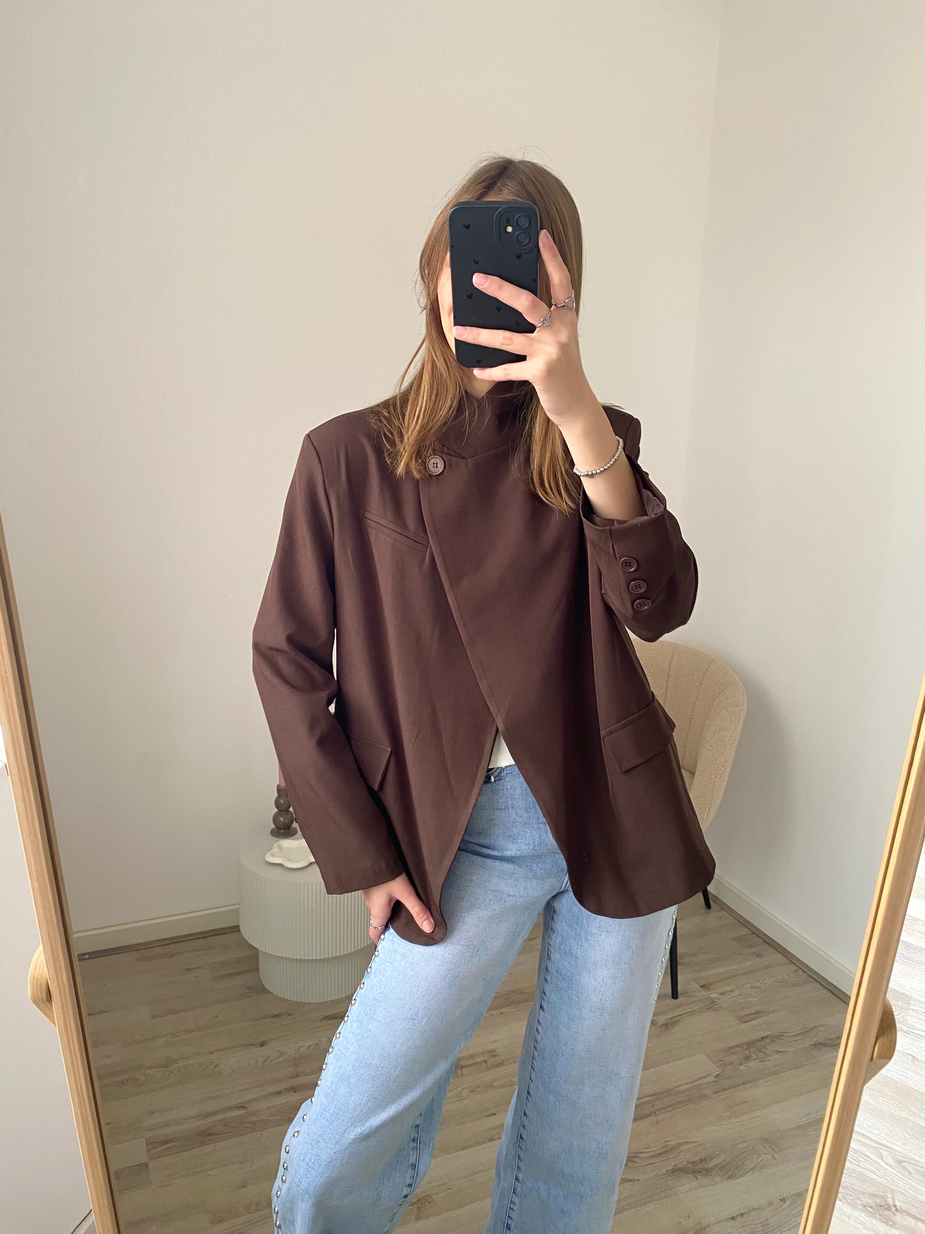 Oversized blazer met split in bruine kleur