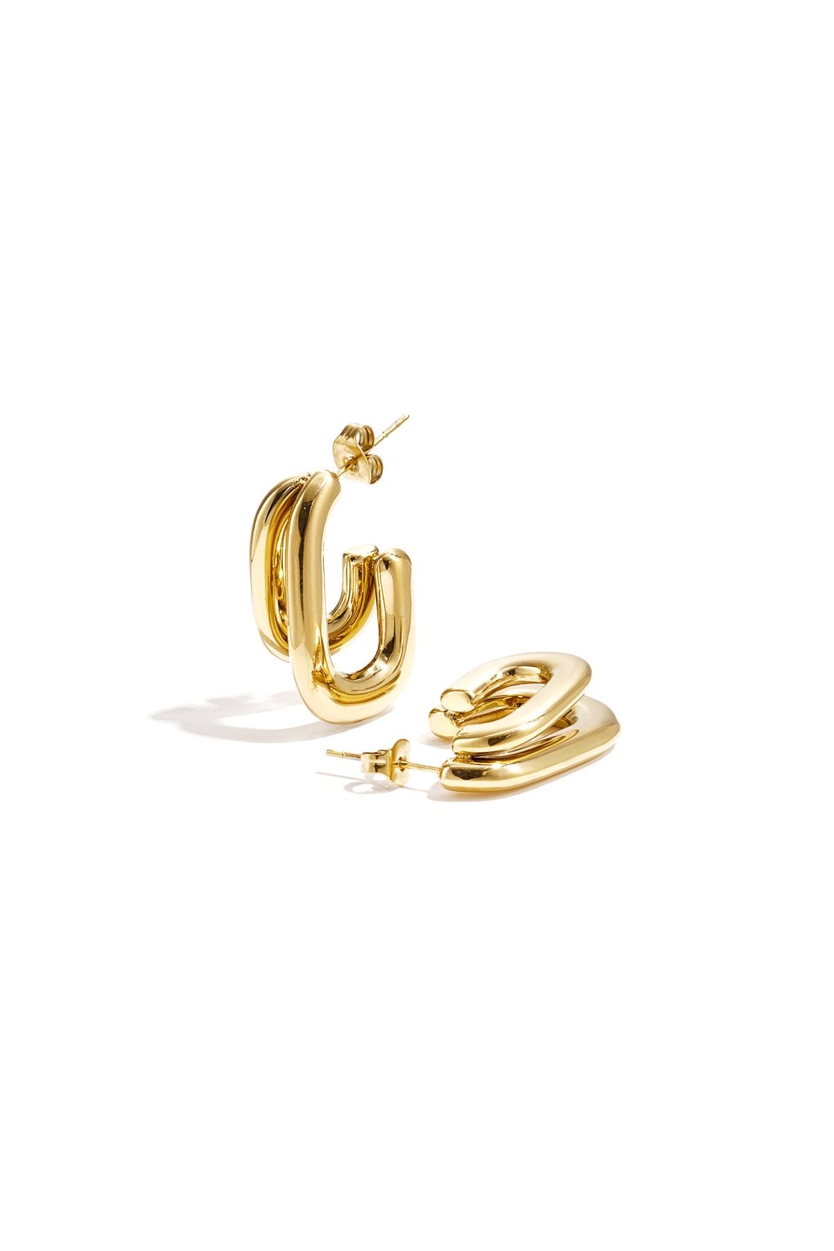 Statement dubbele oorbellen in het goud