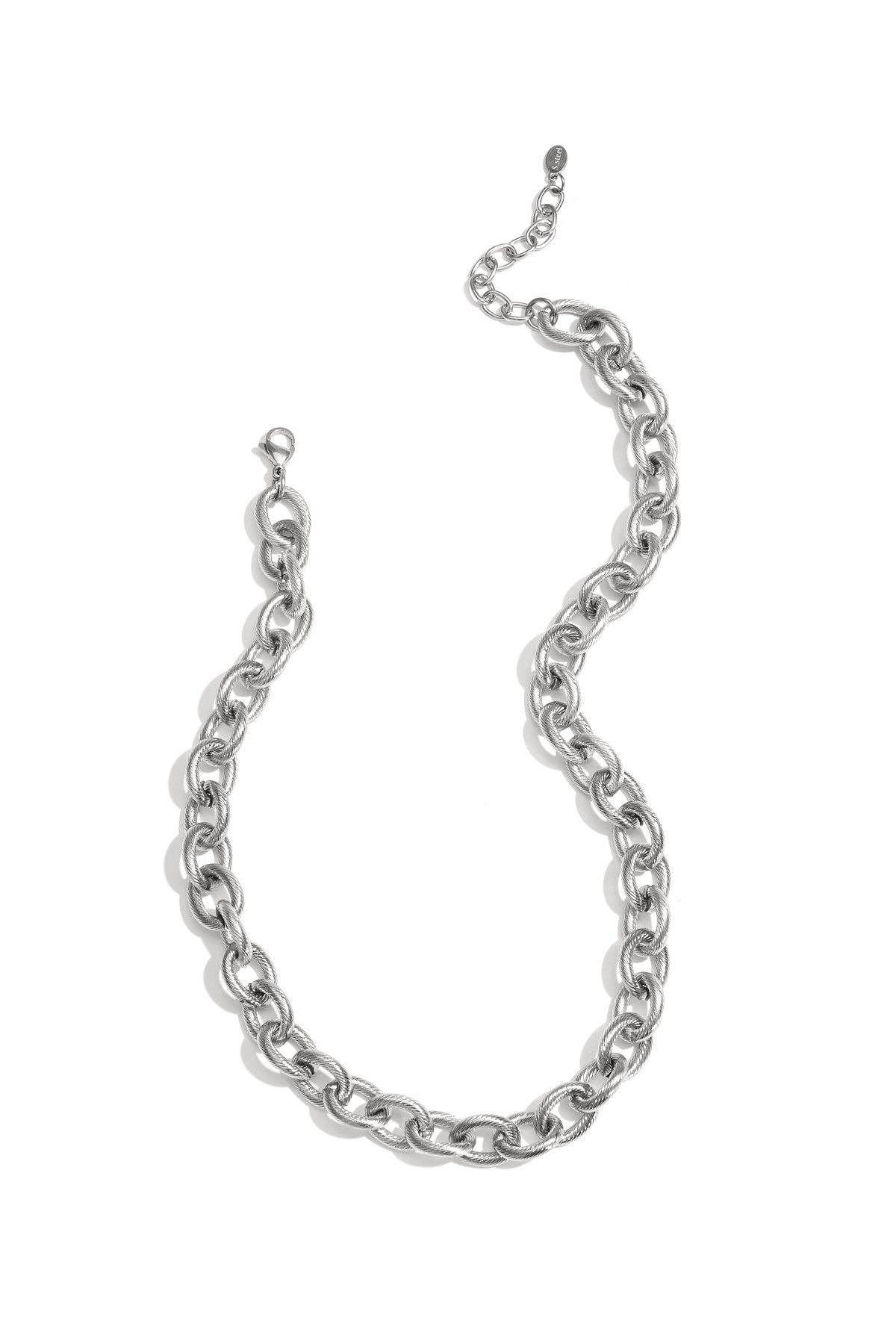 Ketting met grove schakel in het zilver