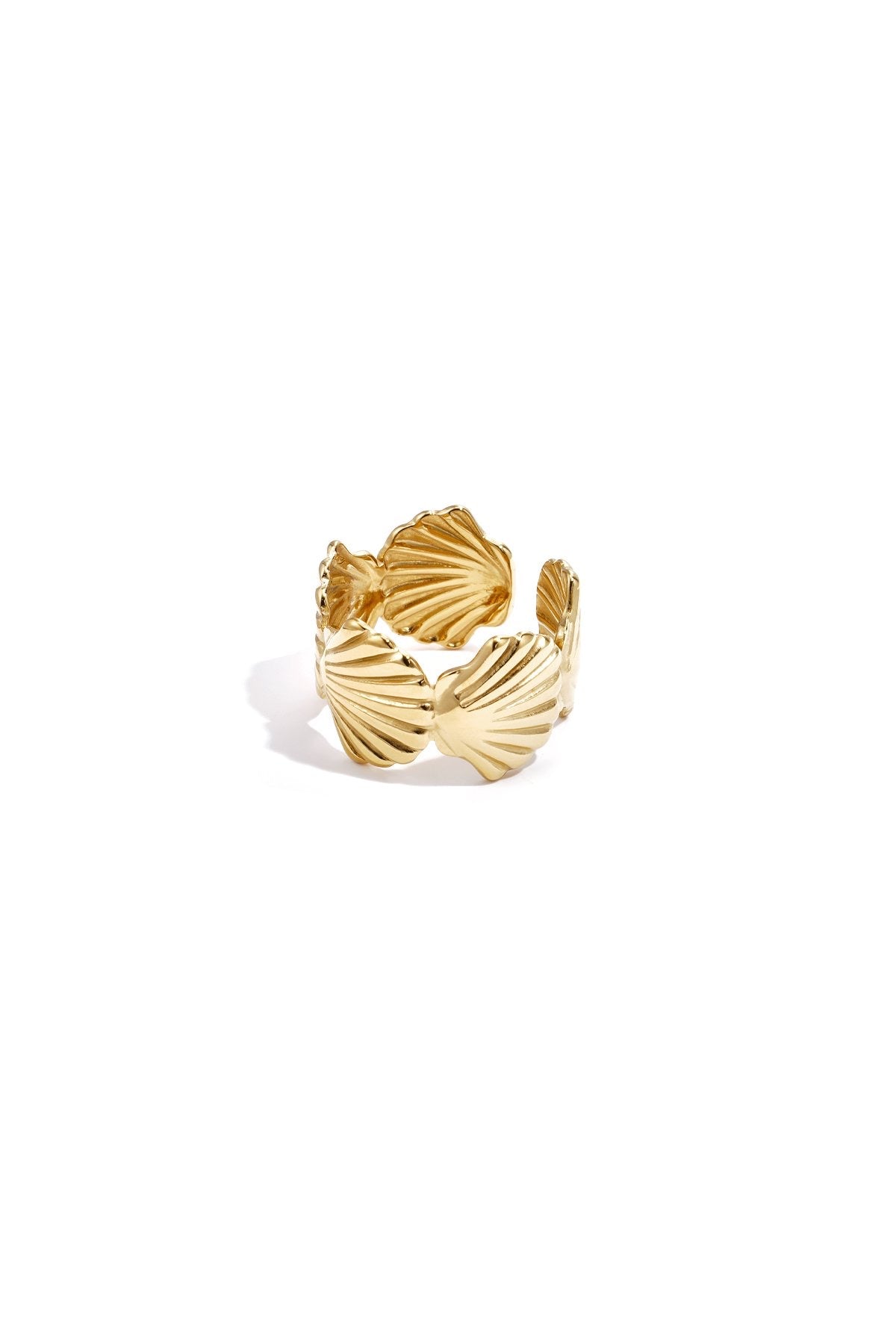 Opvallende statement ring met schelpen in het goud
