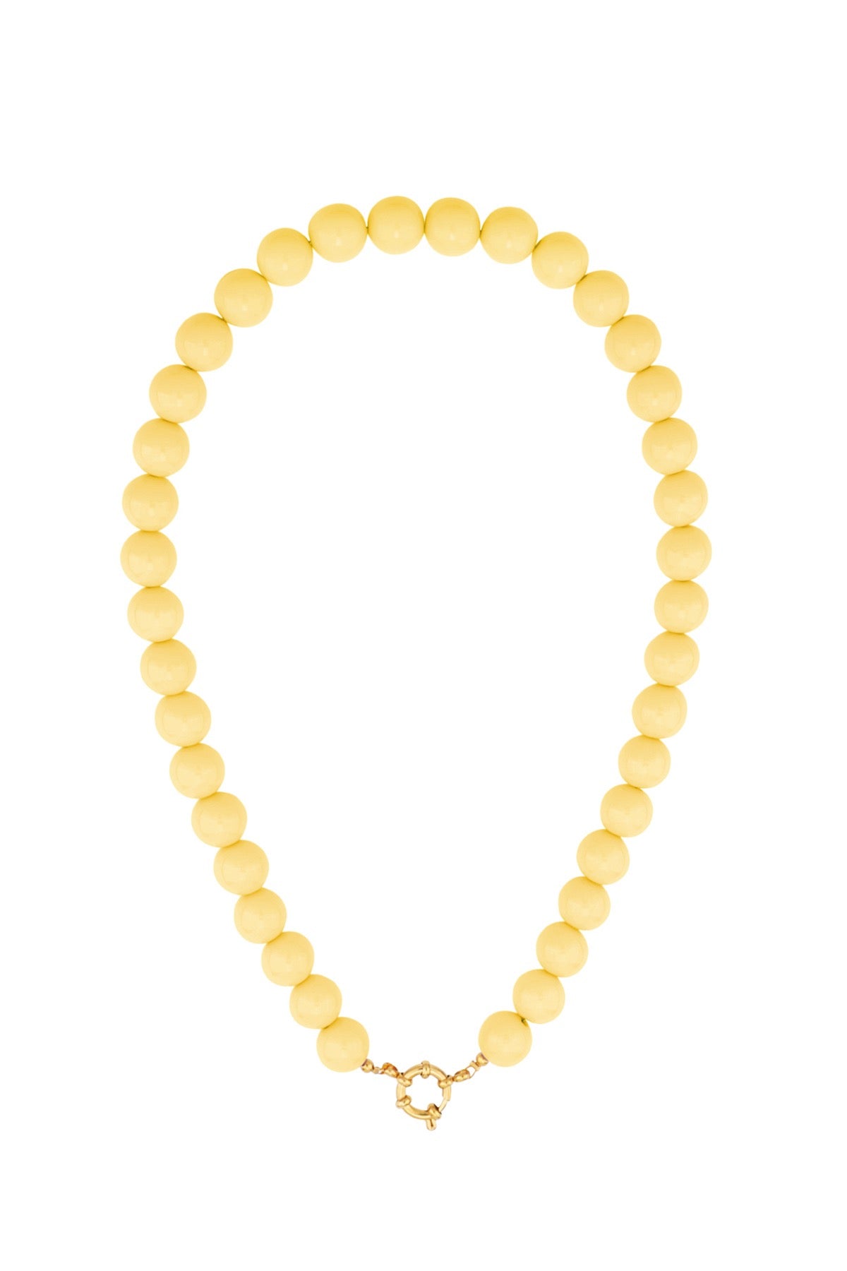 Kralenketting met rond slot en gele kralen