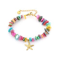 Armband met zeester bedel en multi kraaltjes in het goud