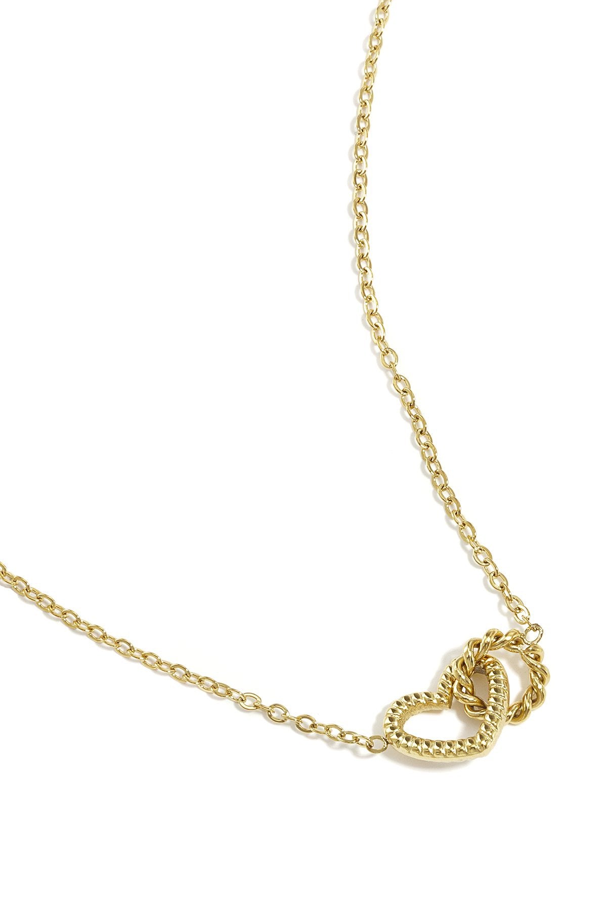 Ketting met hartje en cirkel in het goud