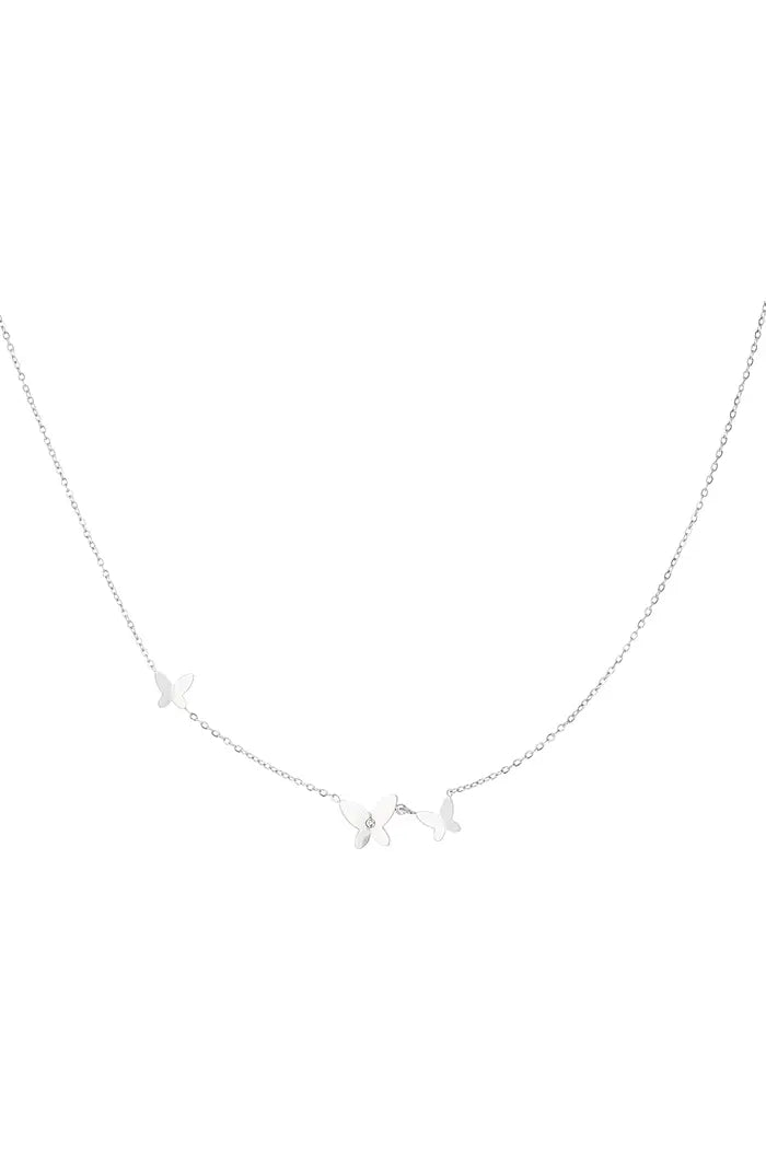 Minimalistische ketting vlinder bedels zilver