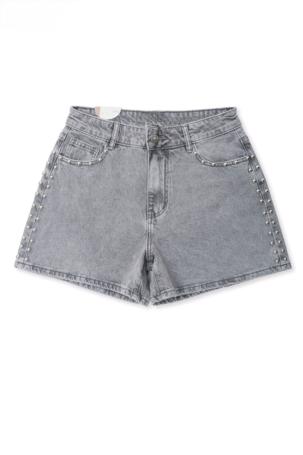 Short korte broek met studs aan de zijkanten en op de broekzakken in een grijze kleur