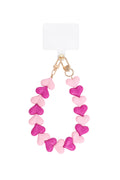 Telefoonkoord met roze hartjes 