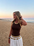 Mabel Haltertop - Brown/Butter Yellow