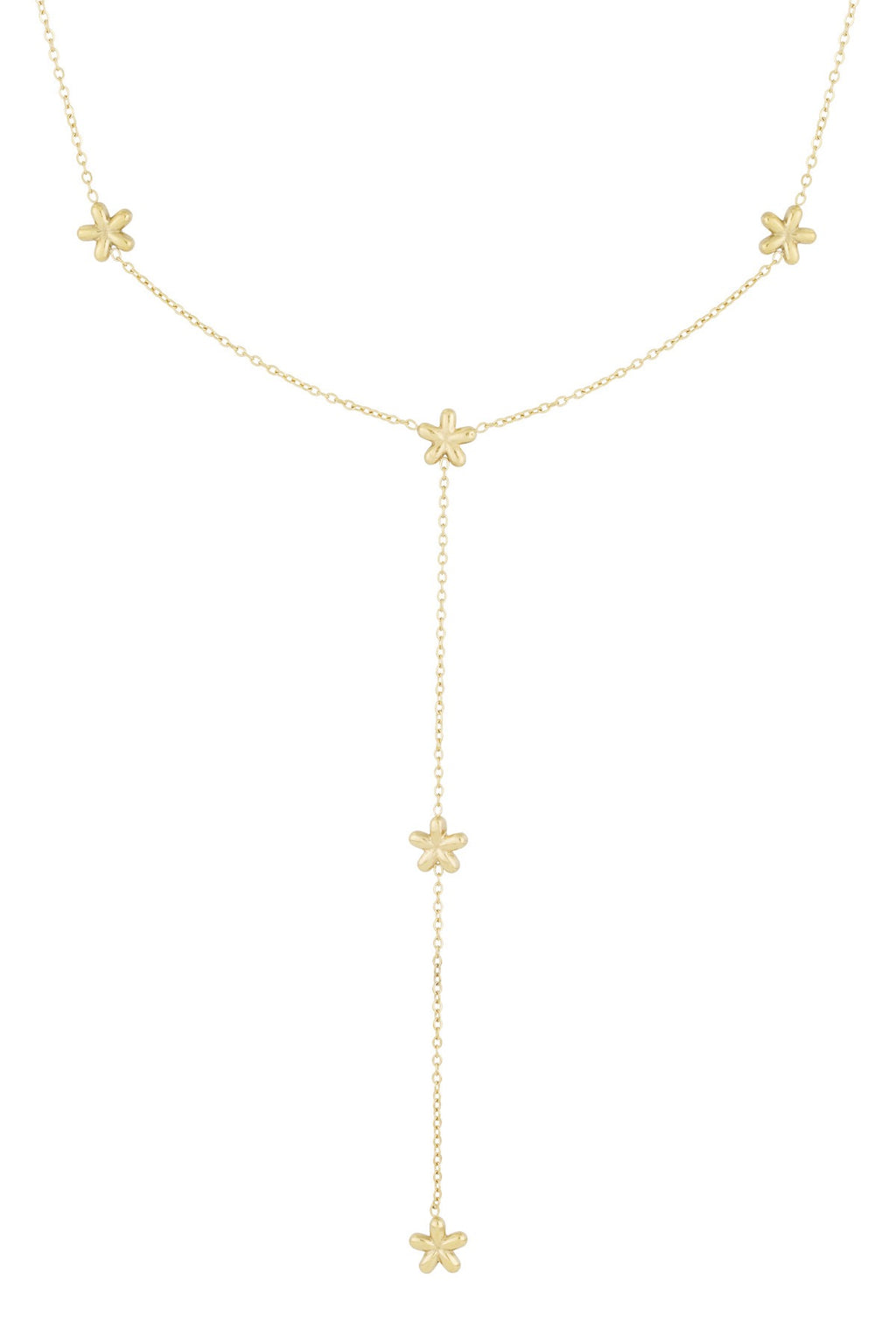 Lange minimalistische ketting met bloemen in het goud