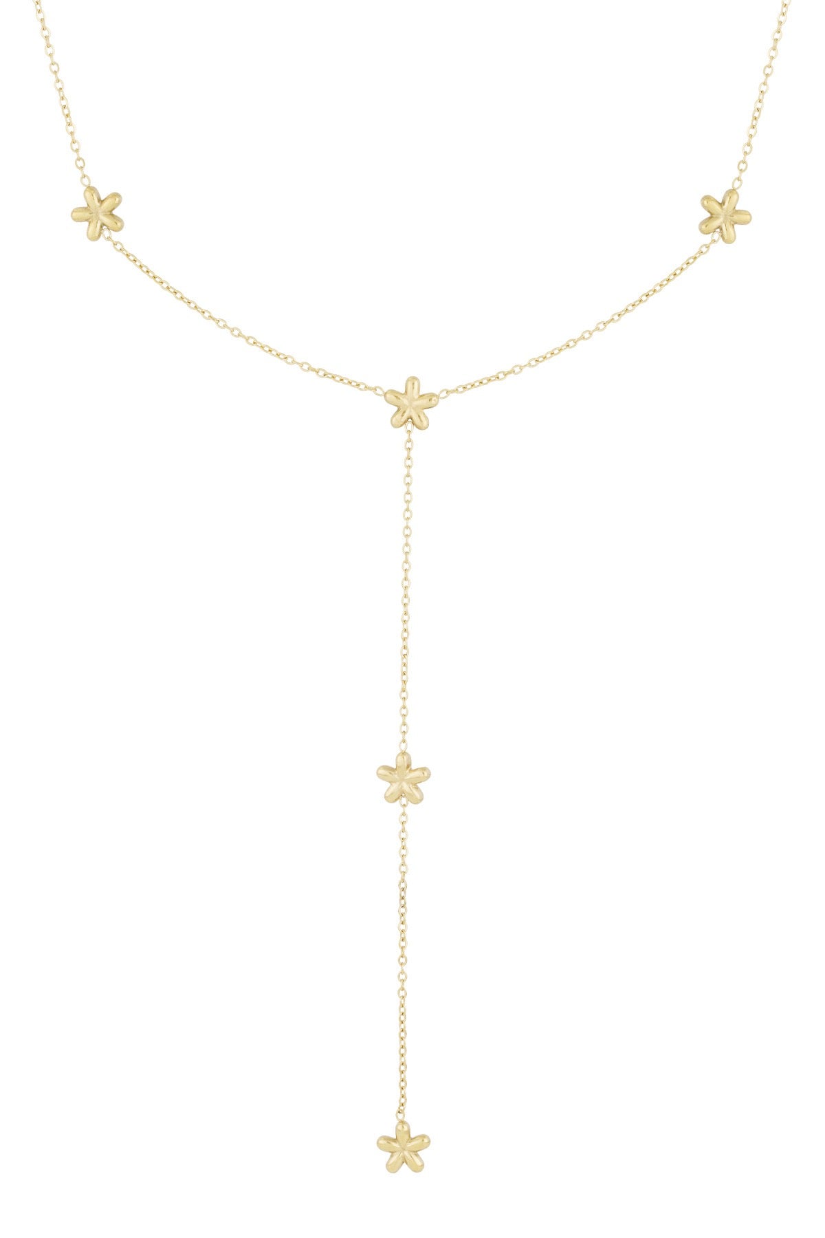 Lange minimalistische ketting met bloemen in het goud