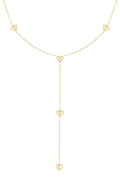 Ketting met lang stuk en kleine hartjes goud