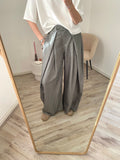 Oversized fit pantalon broek met strepen in het grijs