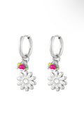 Stainless steel oorbellen hangers bloemen zilverkleurig