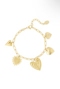 Trendy goudkleurige bedelarmband met verschillende harten waterproof