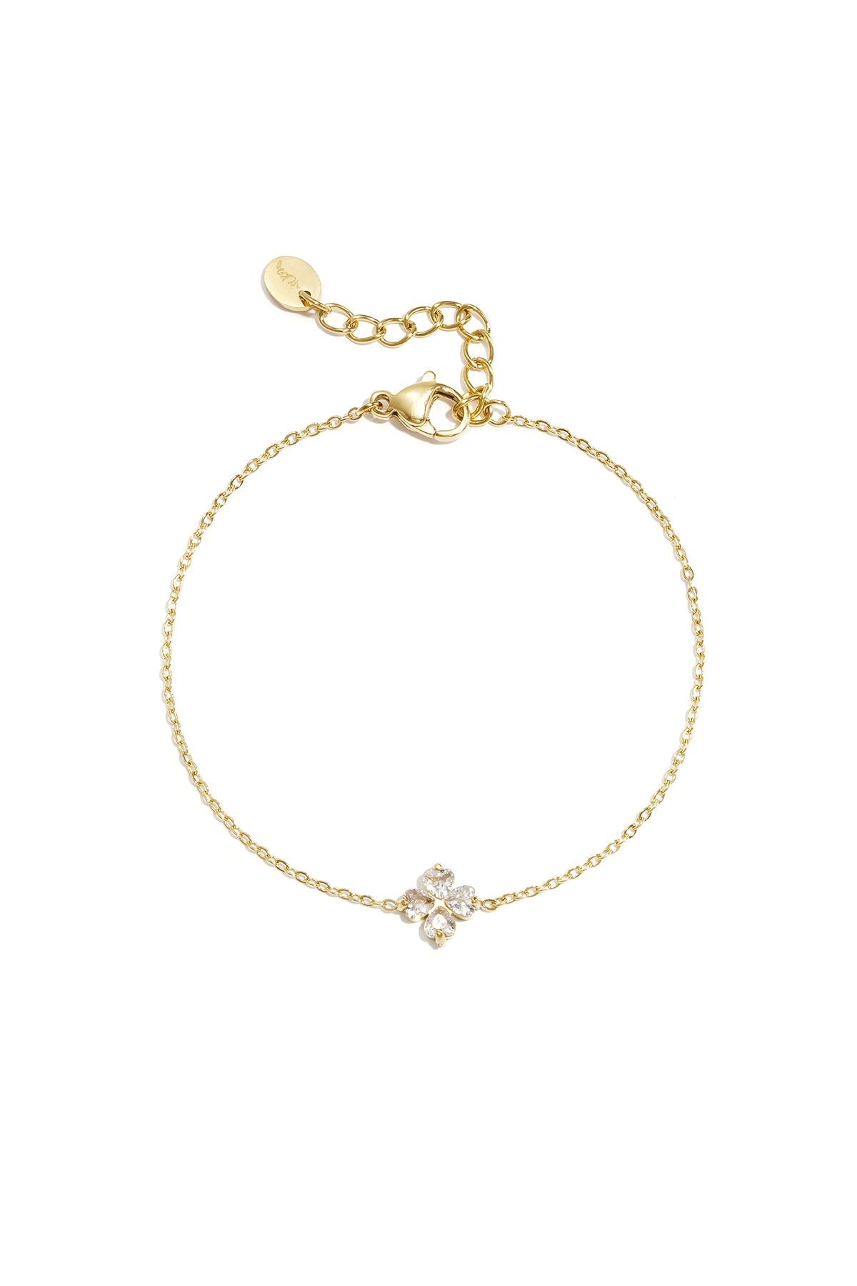 Armband met klaver van diamantjes in het goud