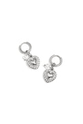 Oorhangers met hartjes, glitters en parel in het zilver