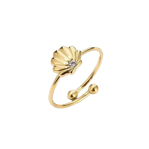 Subtiele gouden ring met schelp