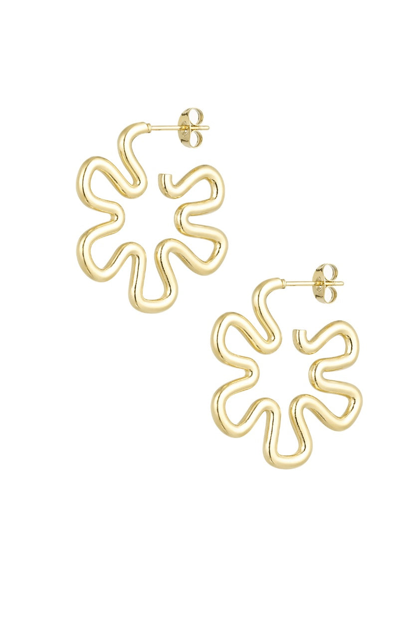 Bloemen oorbellen goudkleurig waterproof