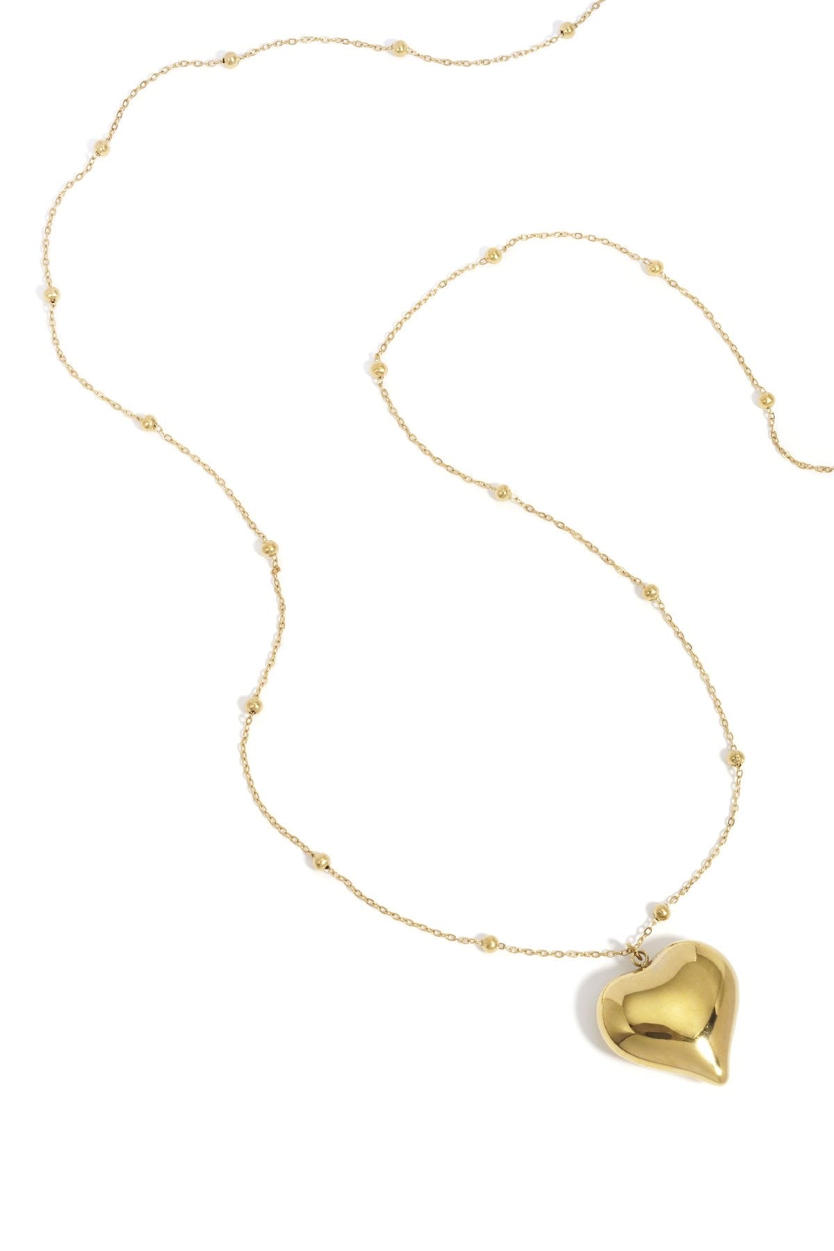 Lange hartjes ketting in het goud