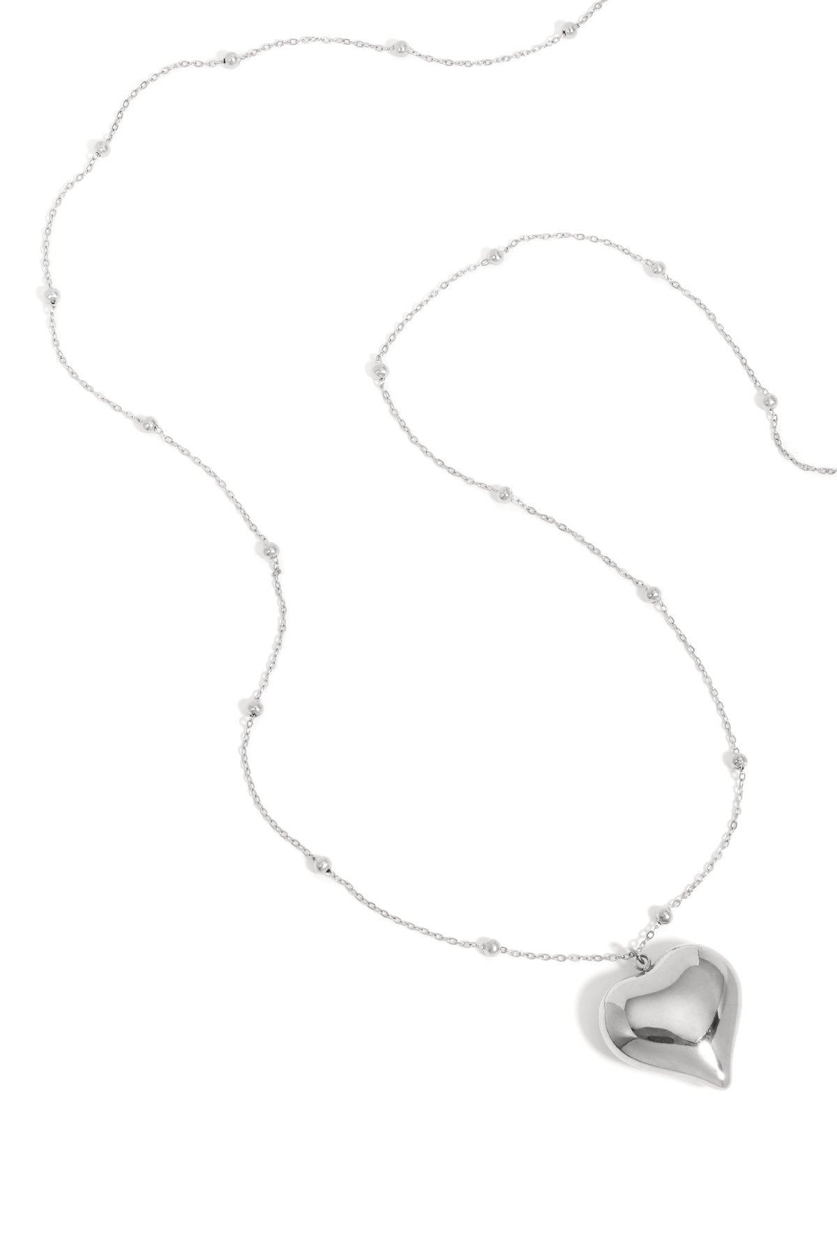 Lange hartjes ketting in het zilver