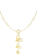 Goudkleurige ketting met hanger van statement harten waterproof