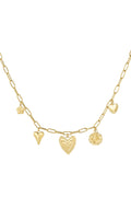 Bedelketting met hartjes en bloemetjes bedels goud