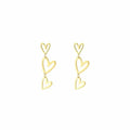 Oorhangers goud met drie hartjes hangers waterproof