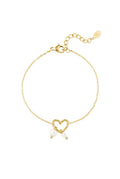 Subtiele armband met hart en parels goudkleurig waterproof