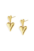 Gouden oorbellen met twee hartjes