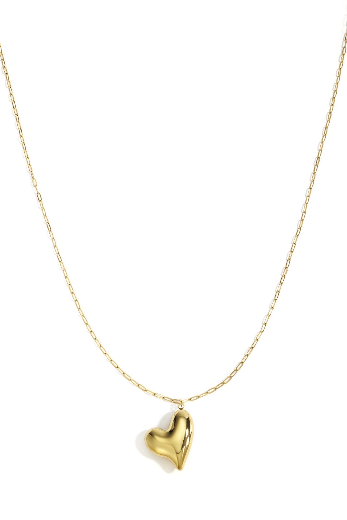 Lange ketting met hart hanger in het goud