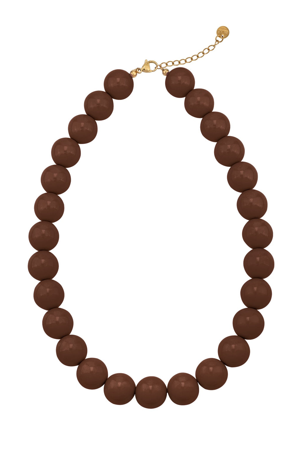Kralenketting met grote bruine kralen en gouden sluiting
