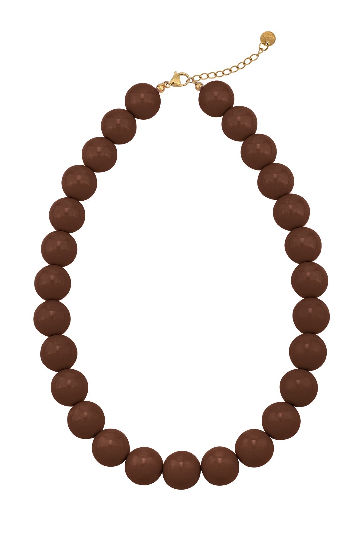 Kralenketting met grote bruine kralen en gouden sluiting