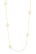Lange ketting met bloemen in het goud