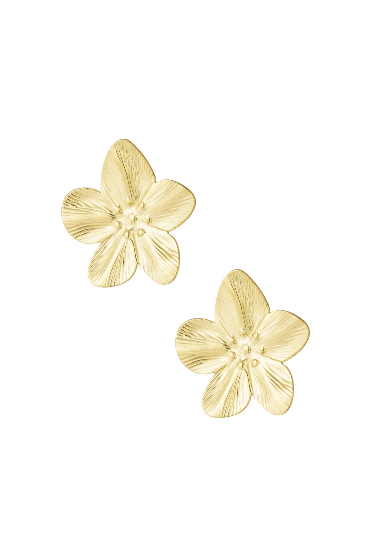 Statement bloemen stud oorbellen in goud
