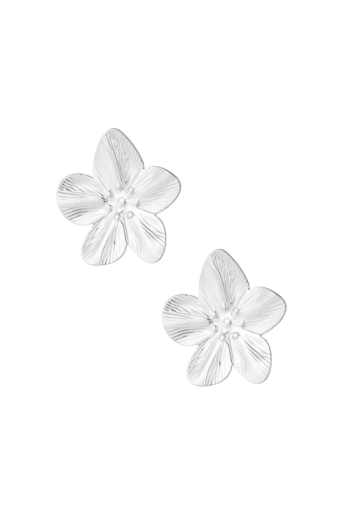 Statement bloemen stud oorbellen in zilver