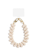 Telefoonkoord met hartjes in beige kleur