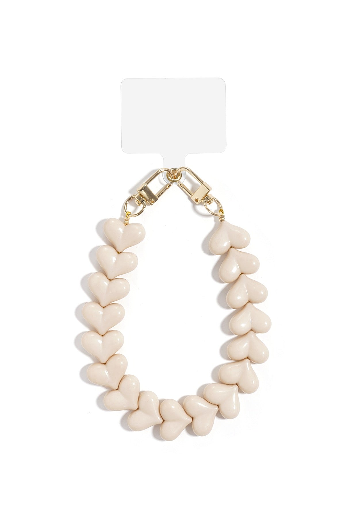 Telefoonkoord met hartjes in beige kleur