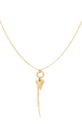 Ketting met hartjes hanger en parels goud