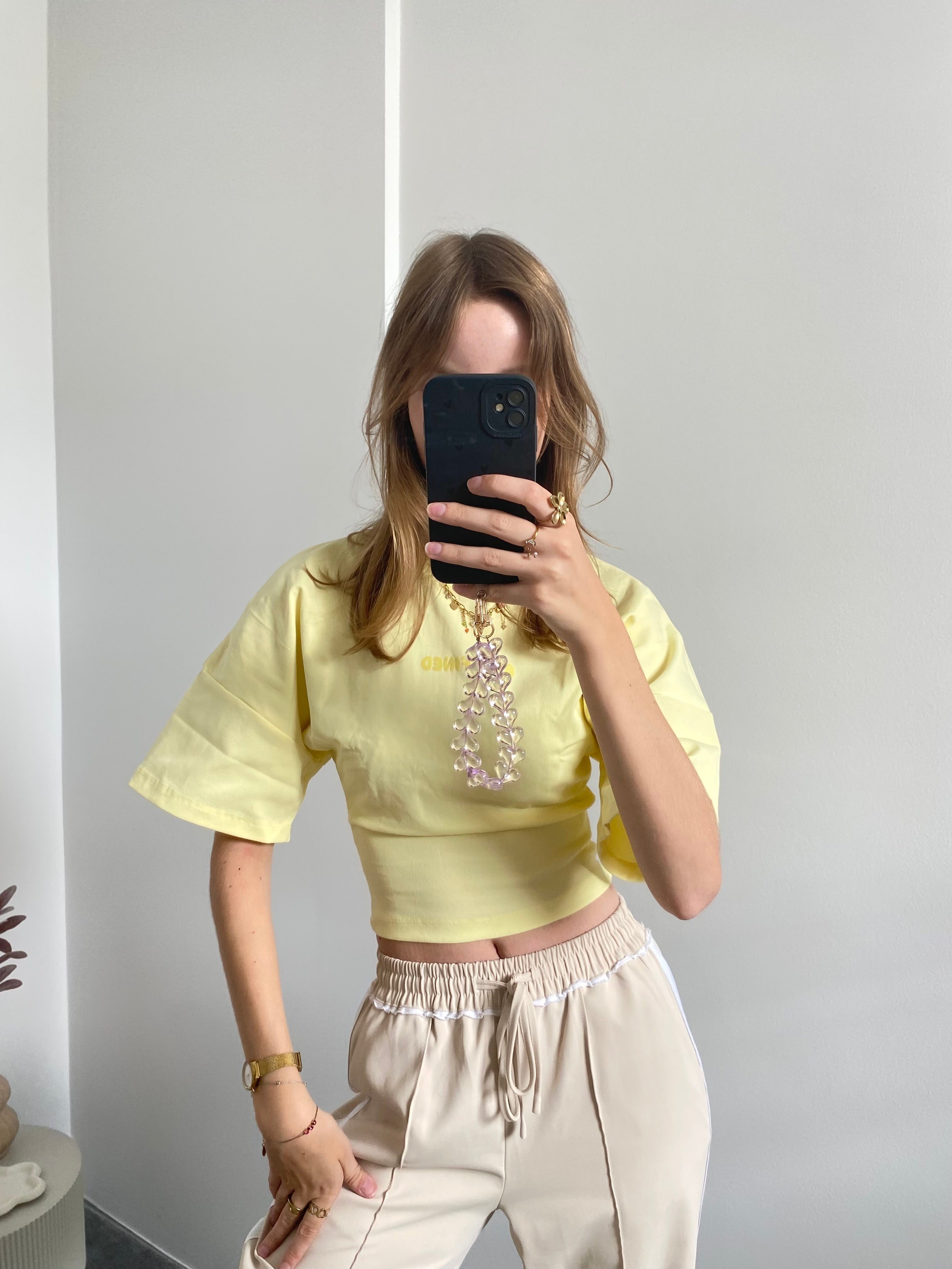 Redefined shirt korte mouw met getailleerd stuk in het geel