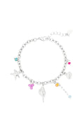 Bedelarmband schelpen en kleurtjes zilver
