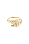 Goudkleurige verstelbare ring met blaadjes en steentjes waterproof